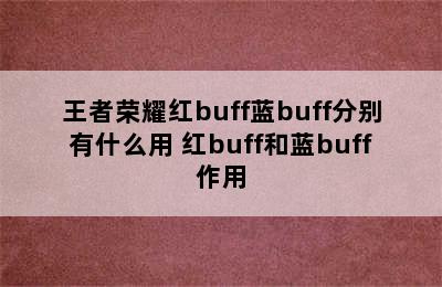 王者荣耀红buff蓝buff分别有什么用 红buff和蓝buff作用